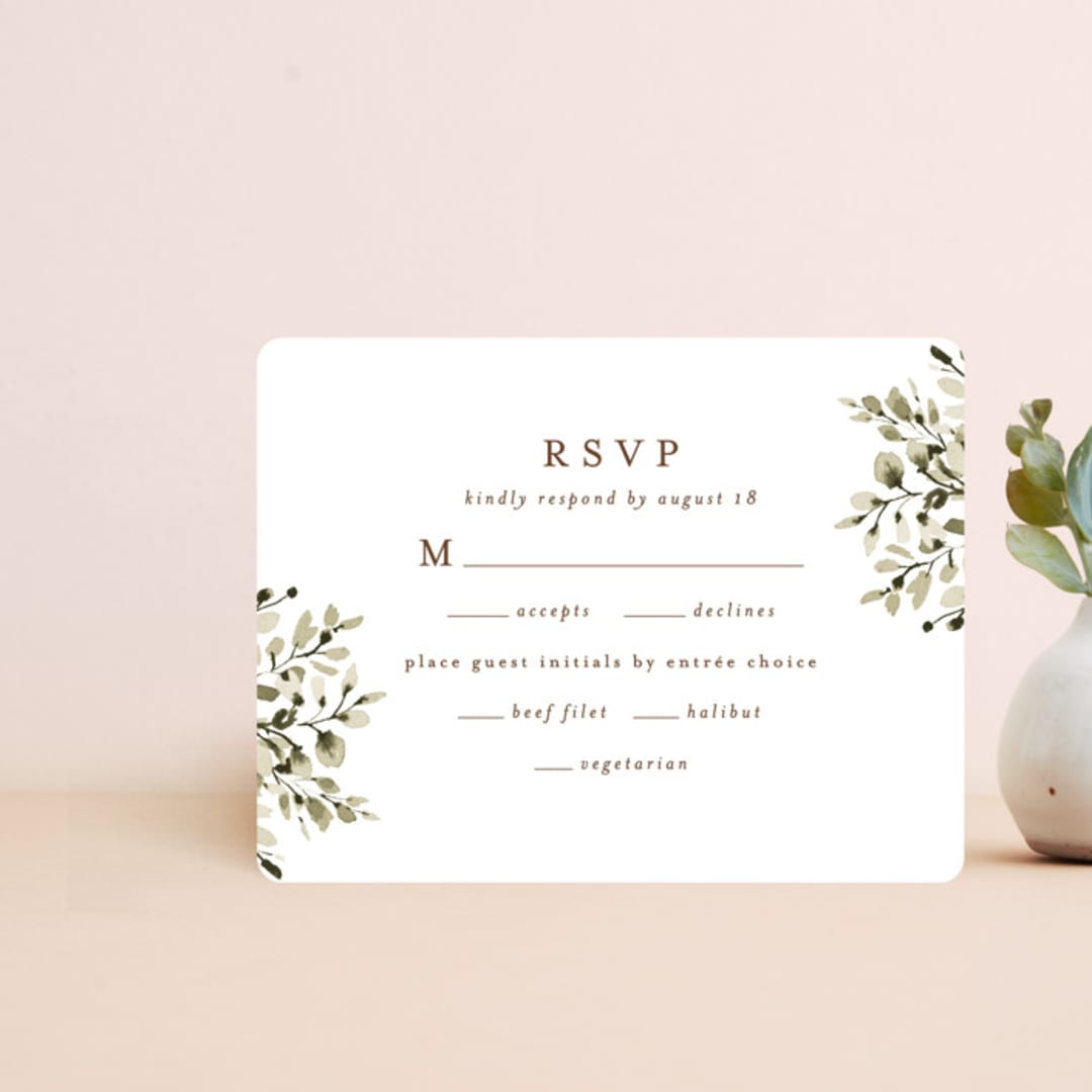 "Wedding Fields" - RSVP Cards in Fern by Chris Griffith - Front