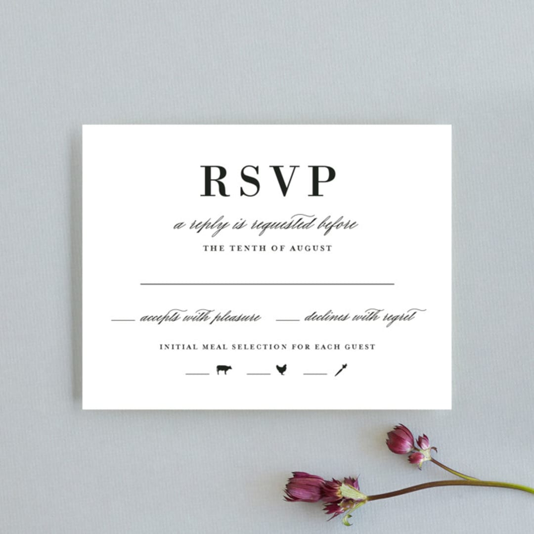 "At Last" - RSVP Cards in Onyx by Lauren Chism - Front