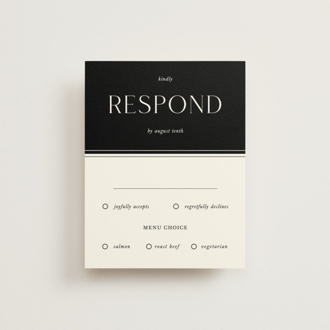 "Simple Elegance" - RSVP Cards in Onyx by Monika Konieczna - Front