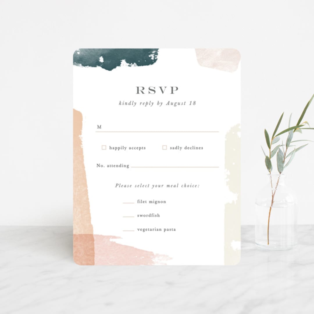 "Overlapping" - RSVP Cards in Blush by Jennifer Wick - Front