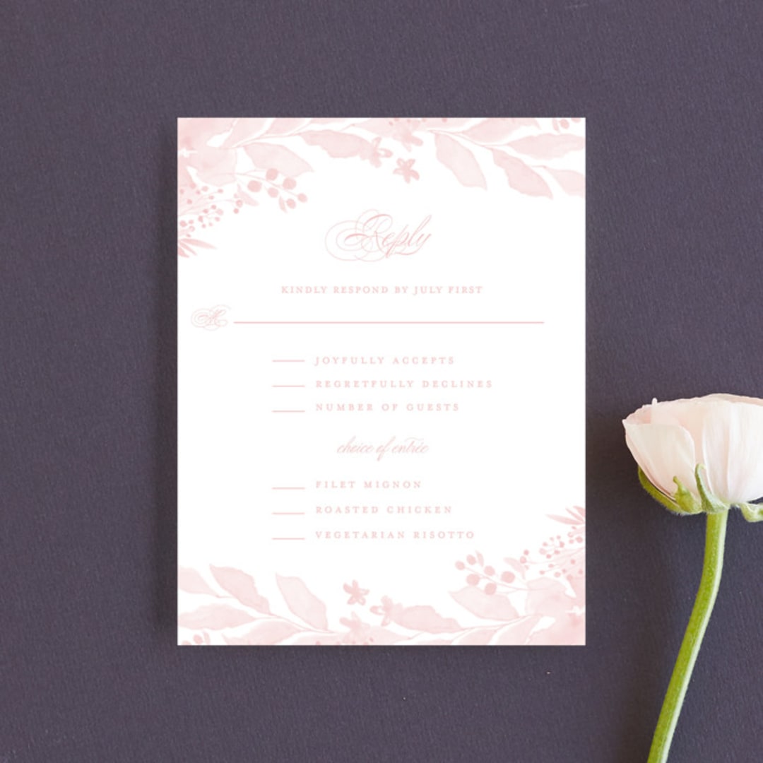 "Summer Bliss" - RSVP Cards in Blush by Grace Kreinbrink - Front