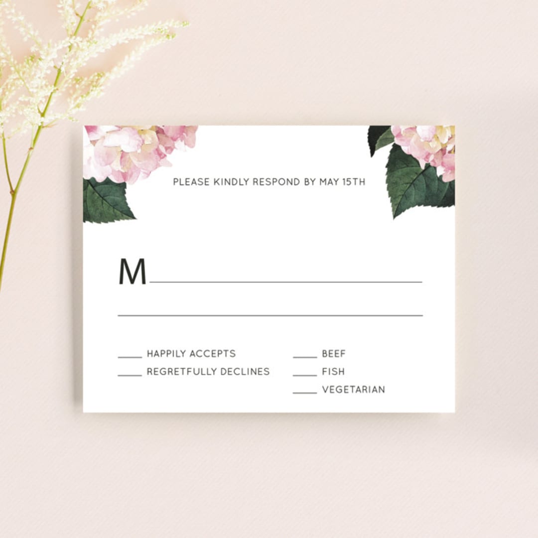 "Peonie Party" - RSVP Cards in Noir by Baumbirdy - Front