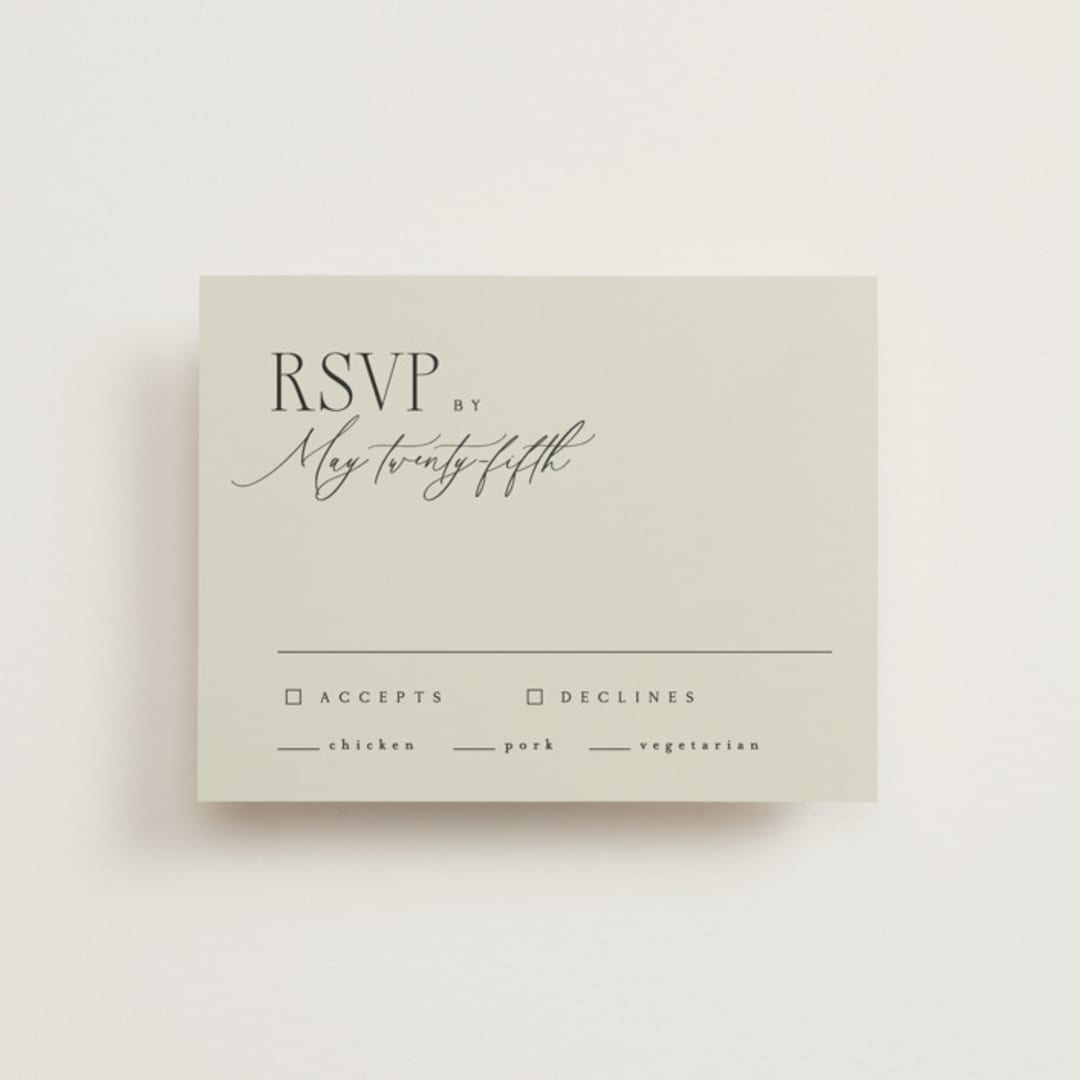 "Scripted Initials" - RSVP Cards in Spring by Kelly Schmidt - Front