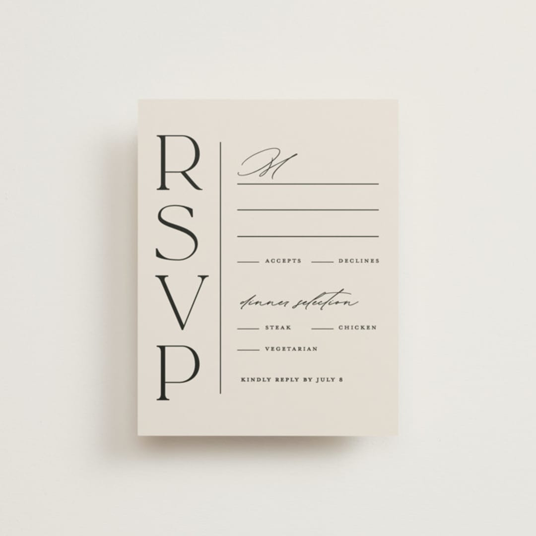 "Modern Monogram" - RSVP Cards in Ecru by Erica Krystek - Front