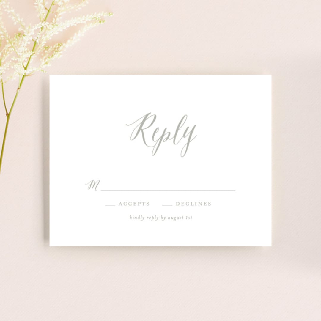 "Monogram Floral" - RSVP Cards in Peach by Lori Wemple - Front