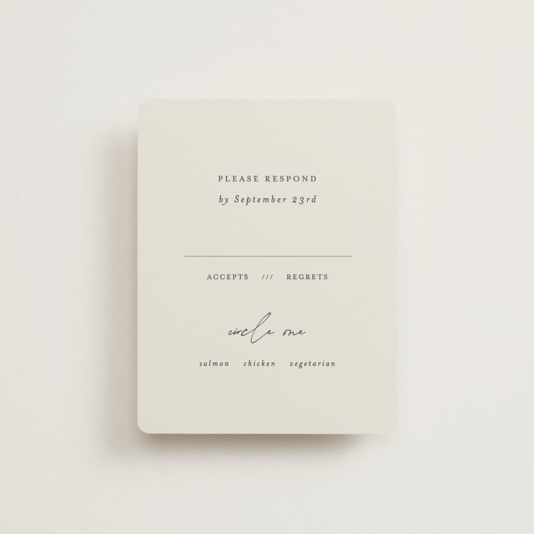 "Happily Ever After" - RSVP Cards in Buff by Sara Hicks Malone - Front