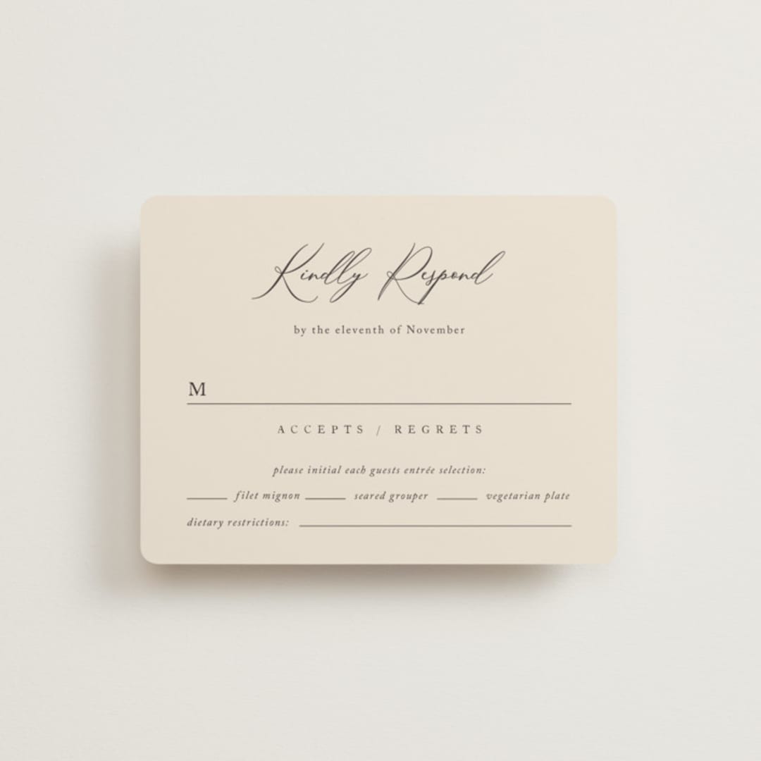 "Love Story" - RSVP Cards in Mocha by Jennifer Postorino - Front