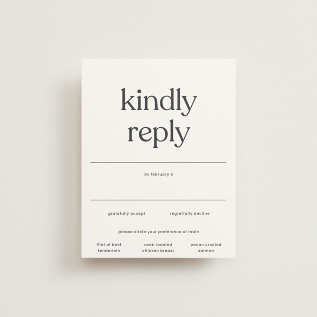 "Memo" - RSVP Cards in Charcoal by Blustery August - Front