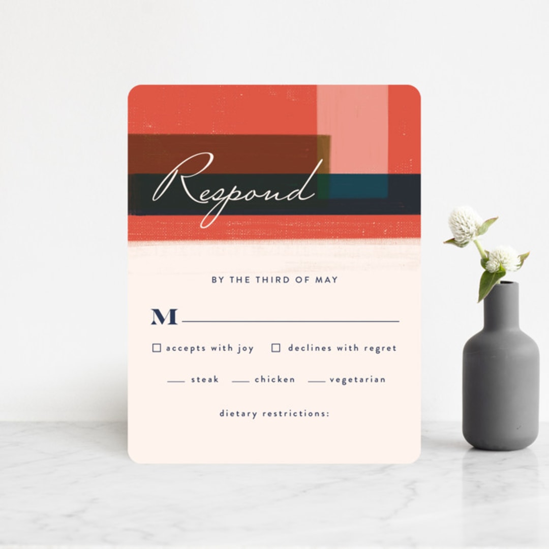 "painted colorblock" - RSVP Cards in Poppy by Angela Marzuki - Front
