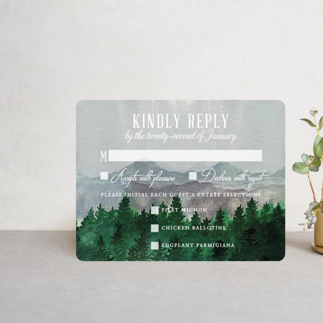 "Adventure Awaits" - RSVP Cards in Smoke by Elly - Front