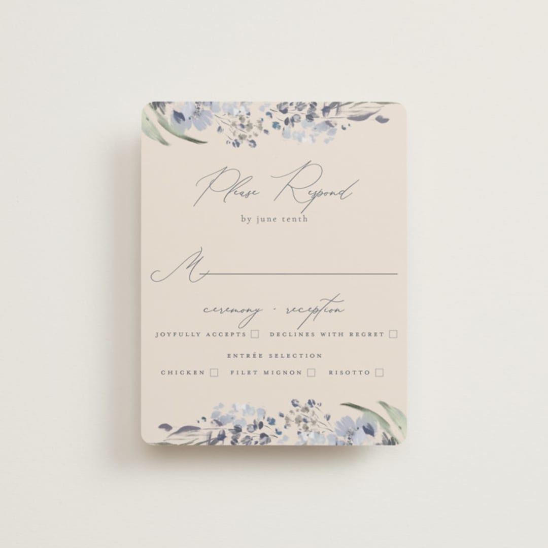 "Wildflower Wreath" - RSVP Cards in Sky by Grace Kreinbrink - Front