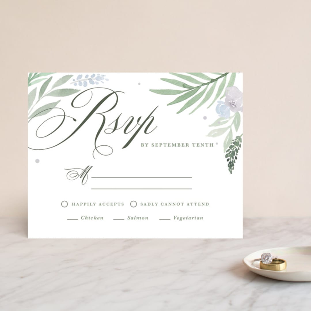 "Botanical Seal" - RSVP Cards in Pastel by Kristen Smith - Front