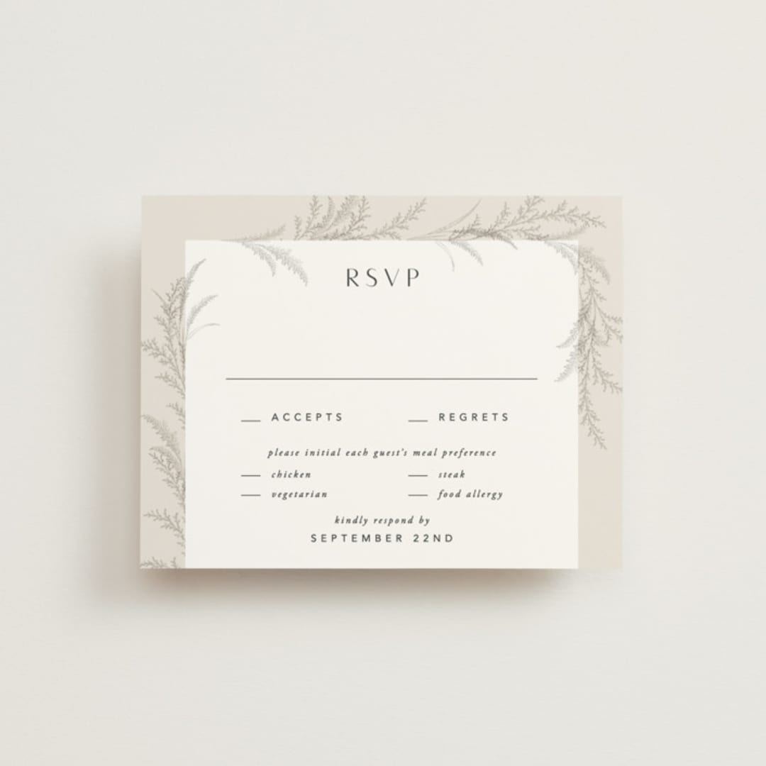 "Etched Frame" - RSVP Cards in Eggshell by Robert and Stella - Front