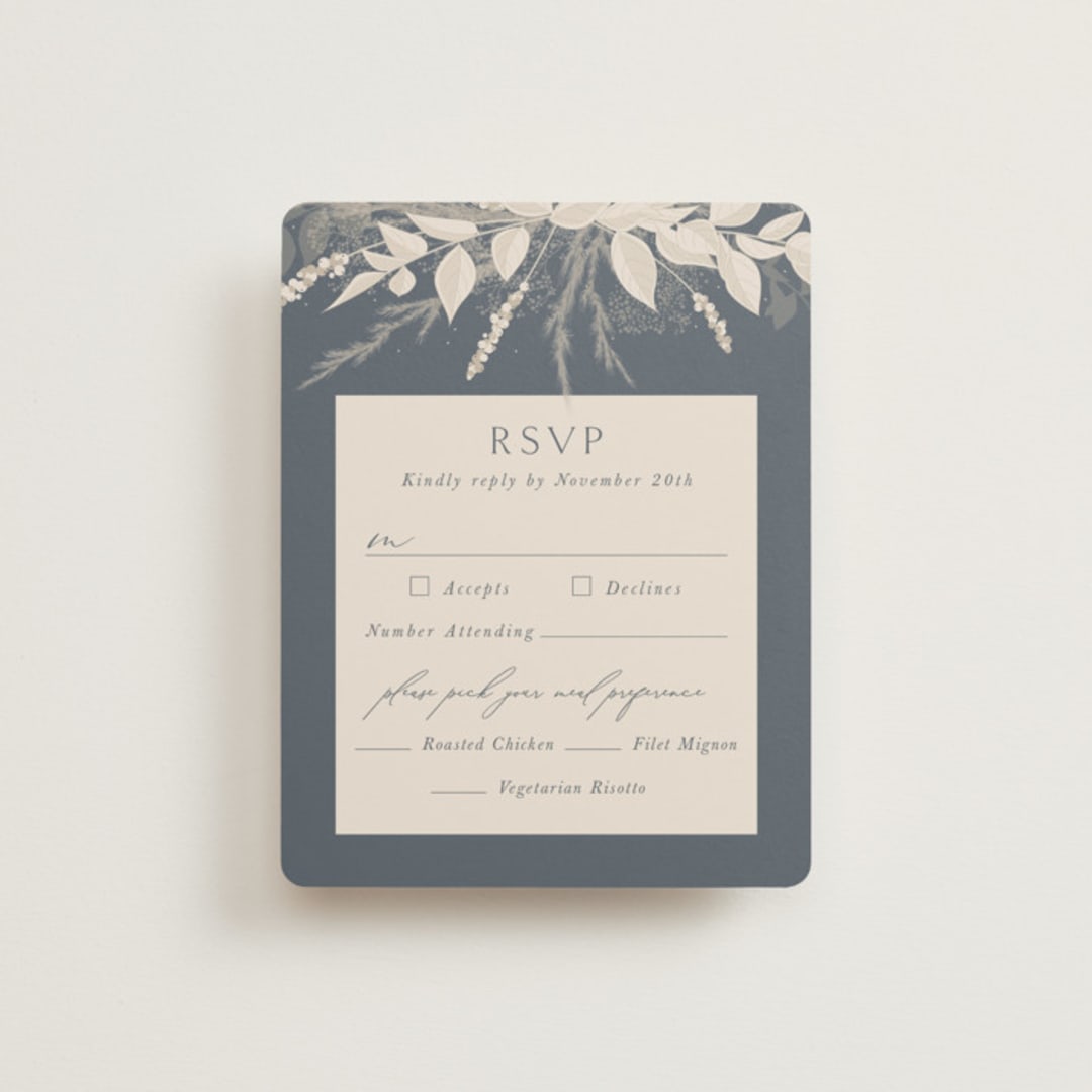 "Winter White Botanicals" - RSVP Cards in Slate by Erin Deegan - Front