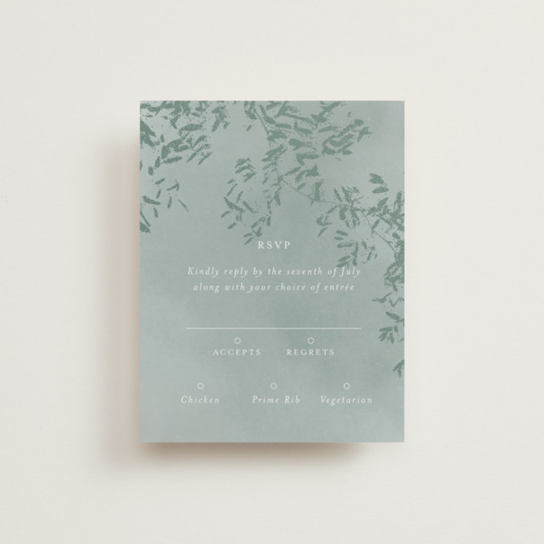 "Cascading Vine" - RSVP Cards in Mist by Design Lotus - Front