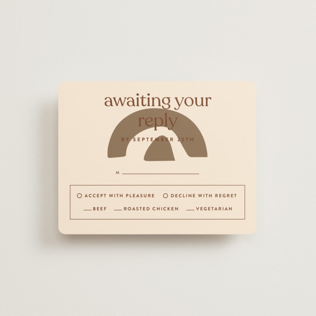 "Private Affair" - RSVP Cards in Cinnamon by Nazia Hyder - Front