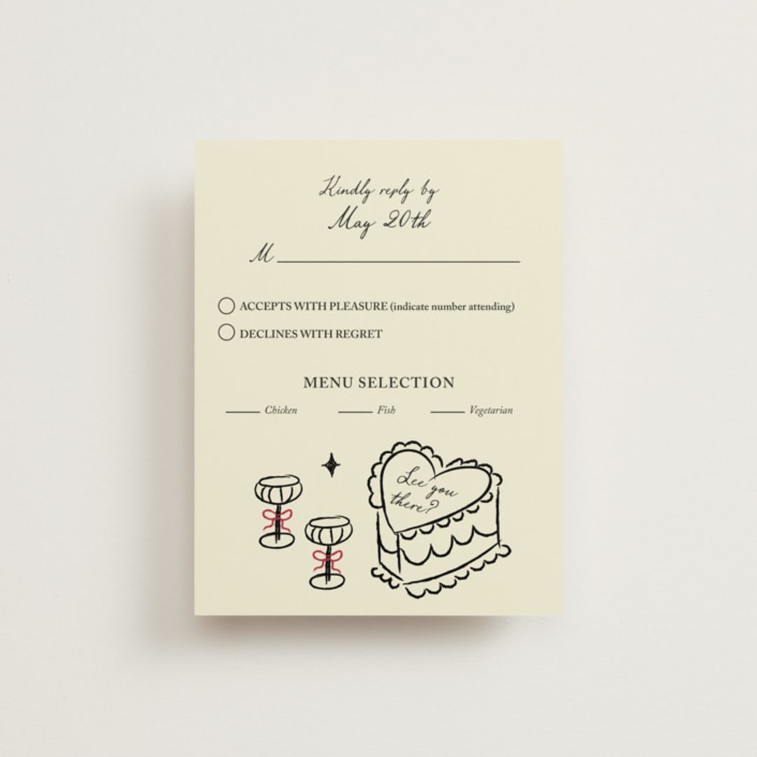 "Vintage Lovers" - RSVP Cards in Champagne by Helena Vitto - Front