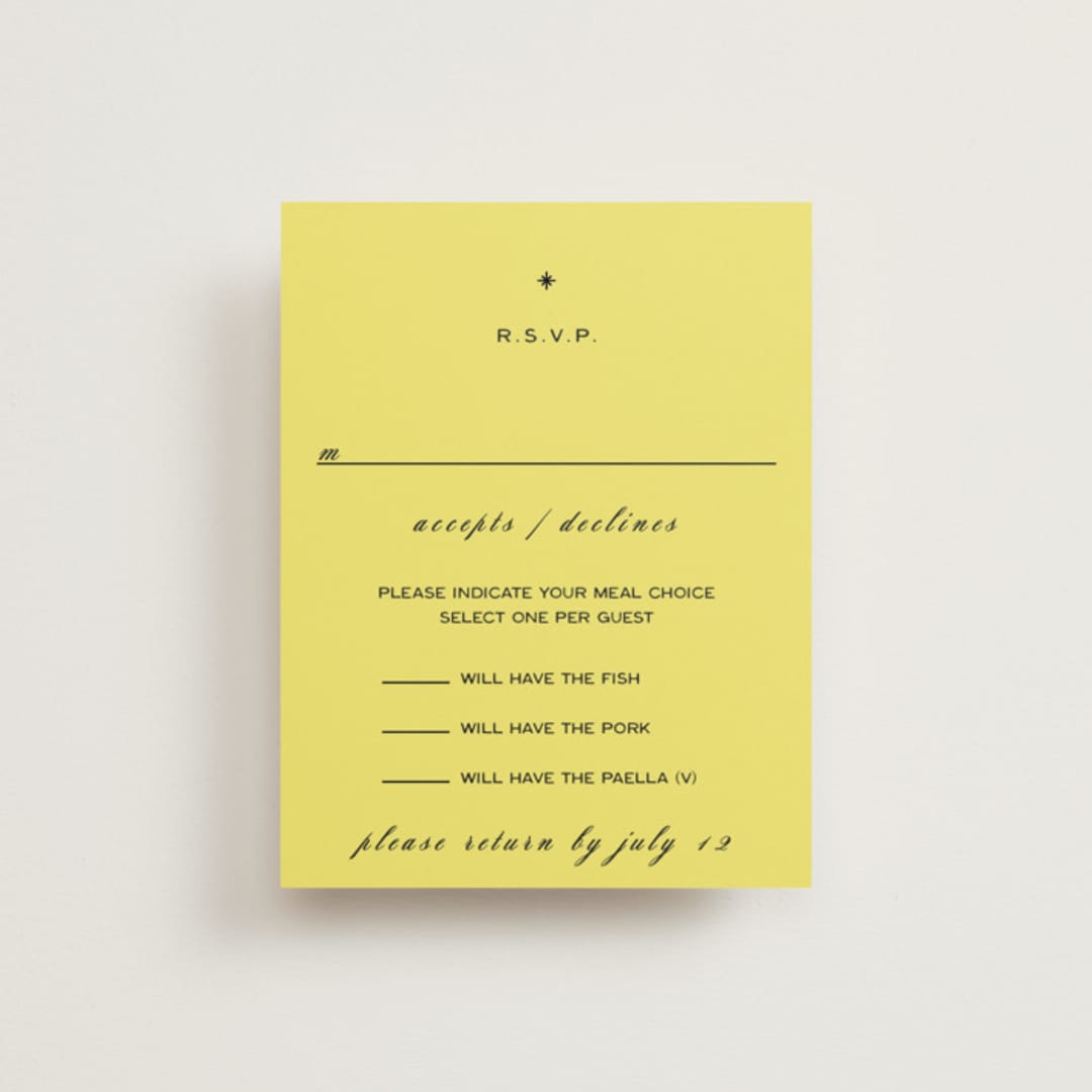 "In Lights" - RSVP Cards in Lemon by Ani Somi - Front