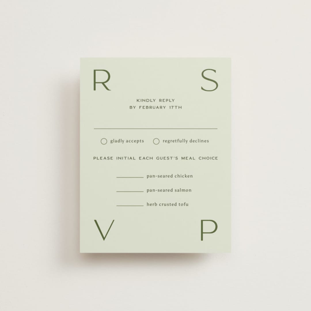 "Swoon" - RSVP Cards in Lemongrass by Sam Dubeau - Front