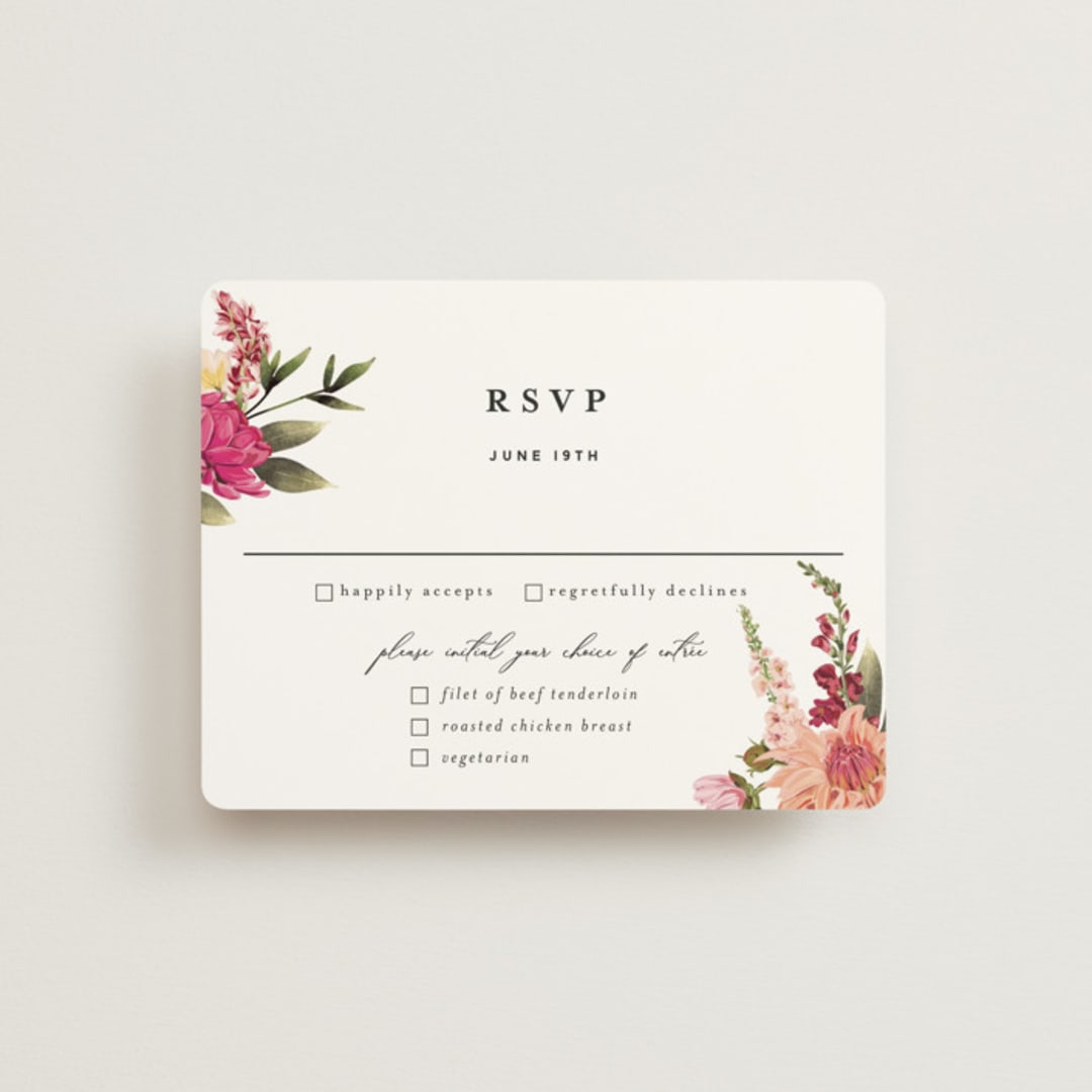 "Lush" - RSVP Cards in Magenta by Susan Moyal - Front