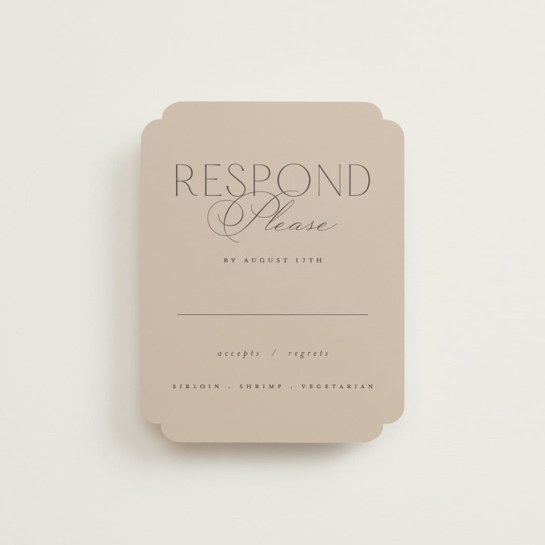 "Formal Elegance" - RSVP Cards in Latte by Morgan Kendall - Front