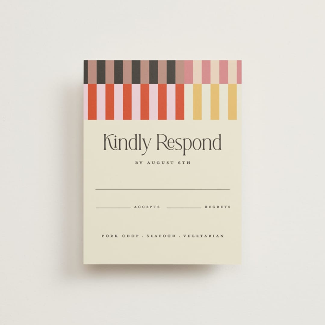 "Quilted Grid" - RSVP Cards in Petal by Morgan Kendall - Front