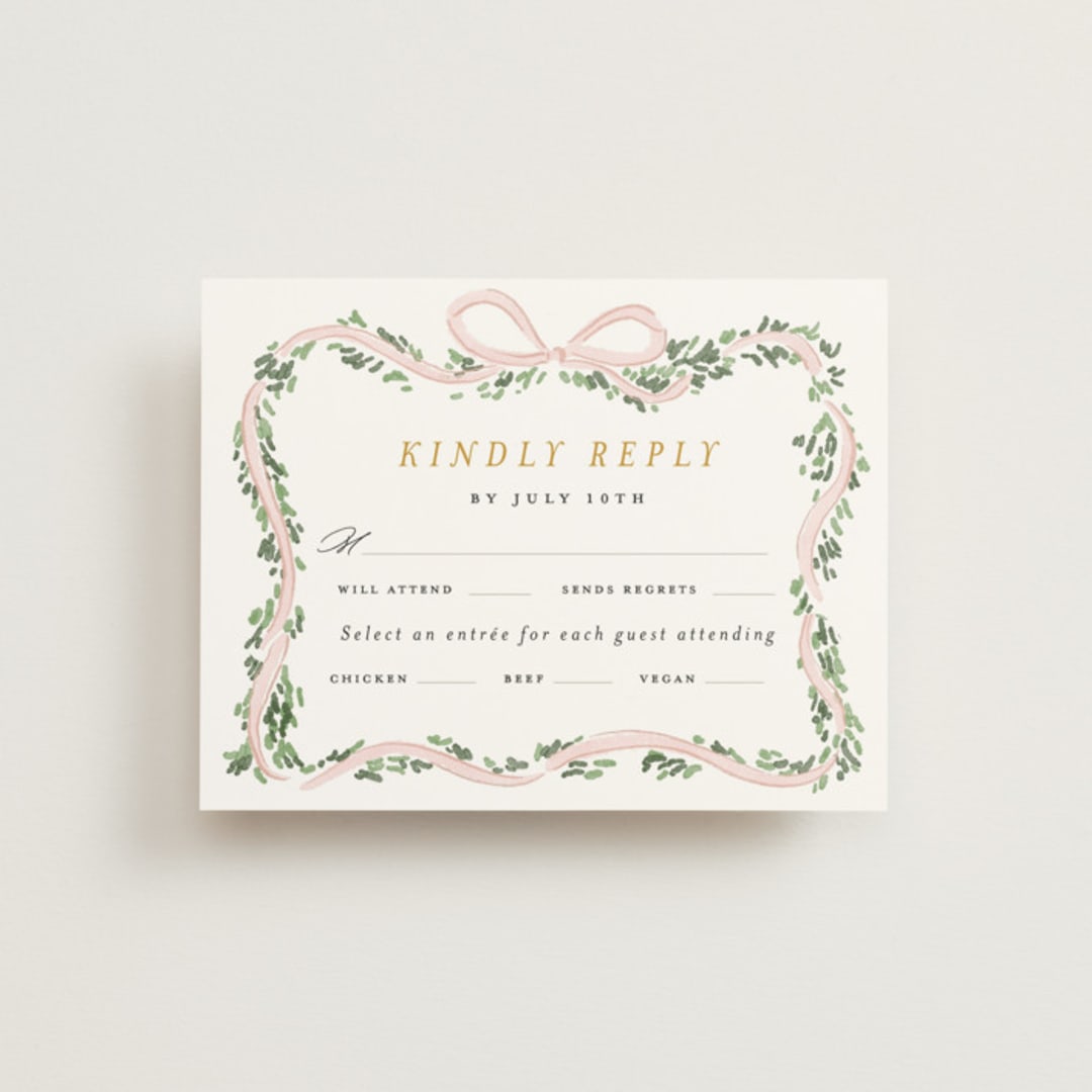 "Ribbonly Frame" - RSVP Cards in Blush by Itsy Belle Studio - Front