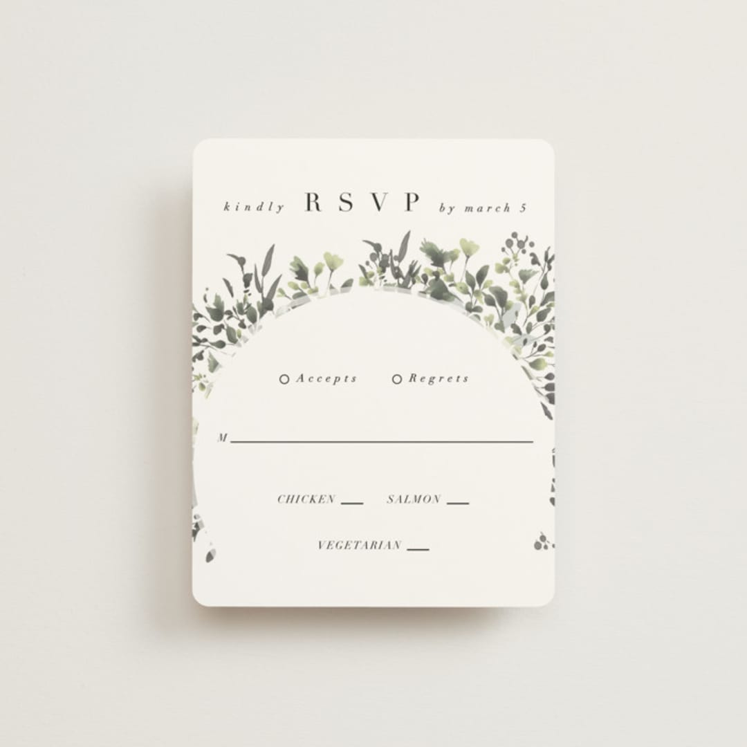 "Forever in Love" - RSVP Cards in Ivy by Hannah Williams - Front