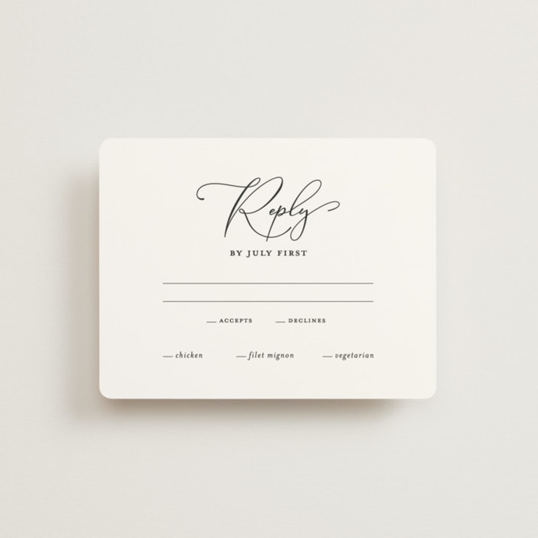 "Kindly Join Us" - RSVP Cards in Pearl by Laura Hamm - Front