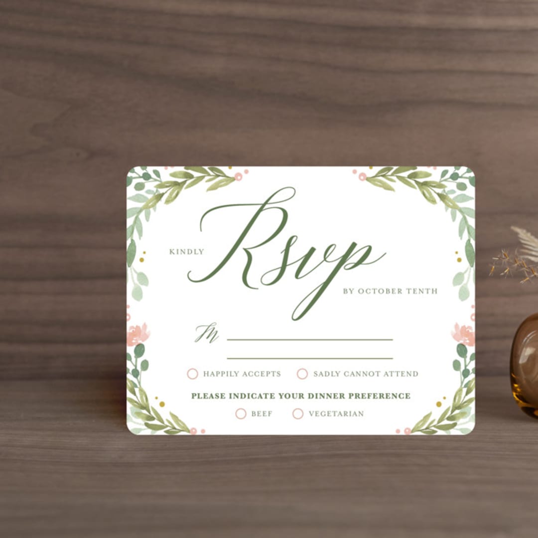 "Garden Glamour" - RSVP Cards in Sage by Kristen Smith - Front