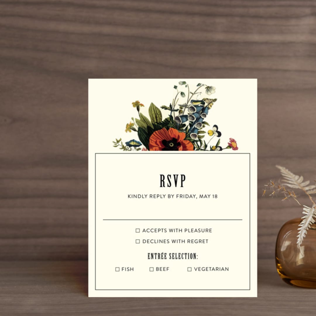 "Vintage Garden Invite" - RSVP Cards in Vintage Beige by Alisa Wismer - Front