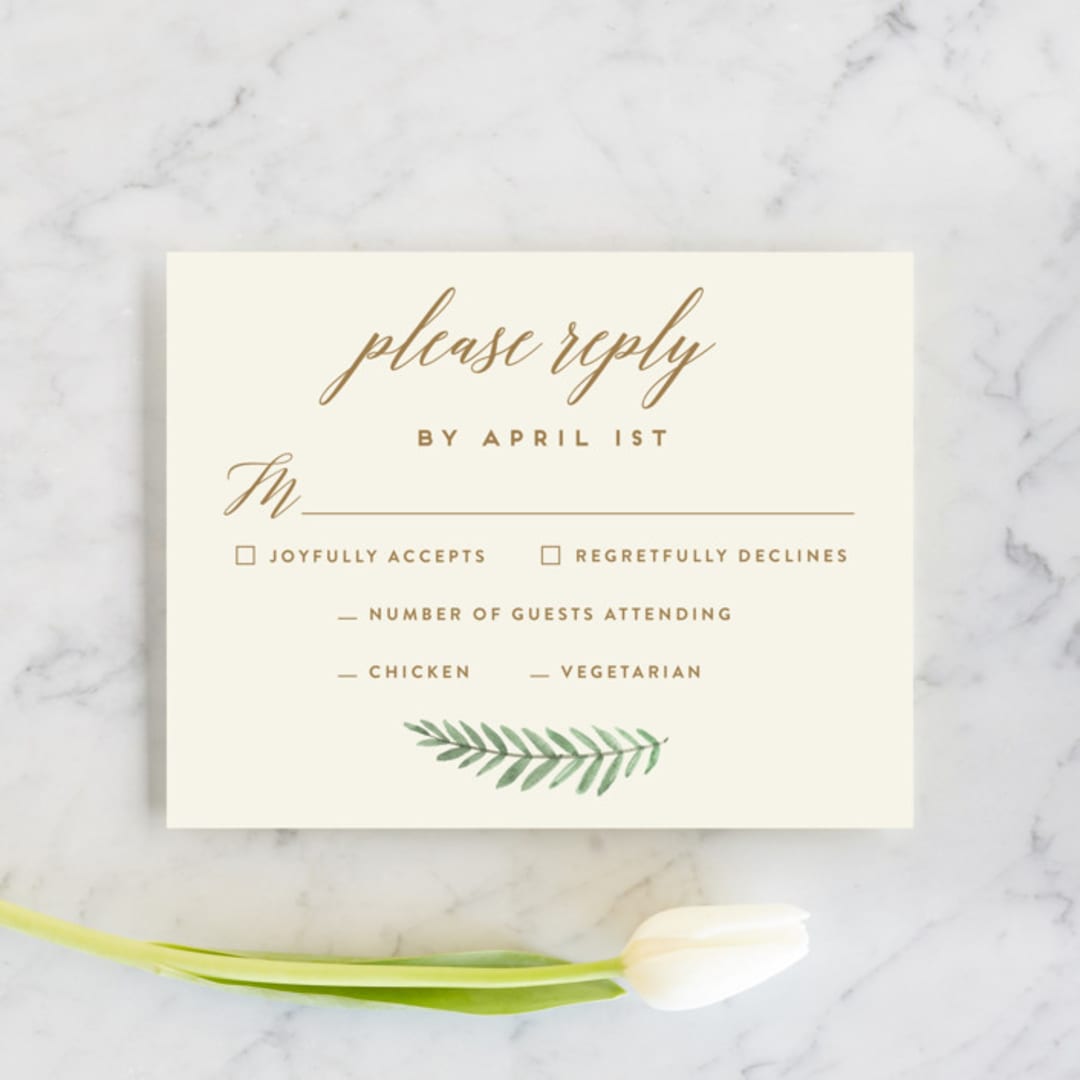 "Painted Ferns" - RSVP Cards in Cream by Amy Kross - Front