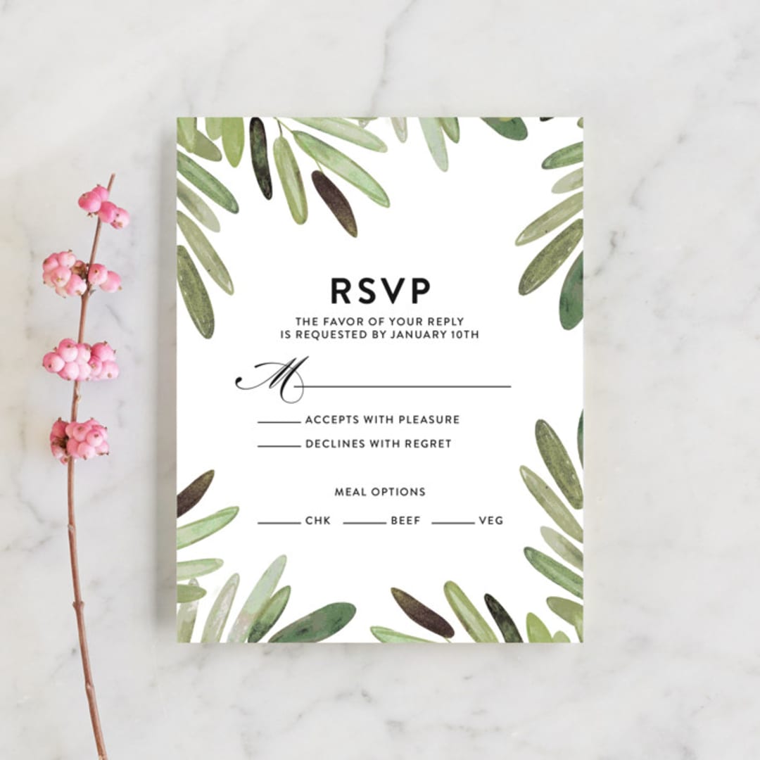 "Parting Branches" - RSVP Cards in Midnight by Haley Warner - Front