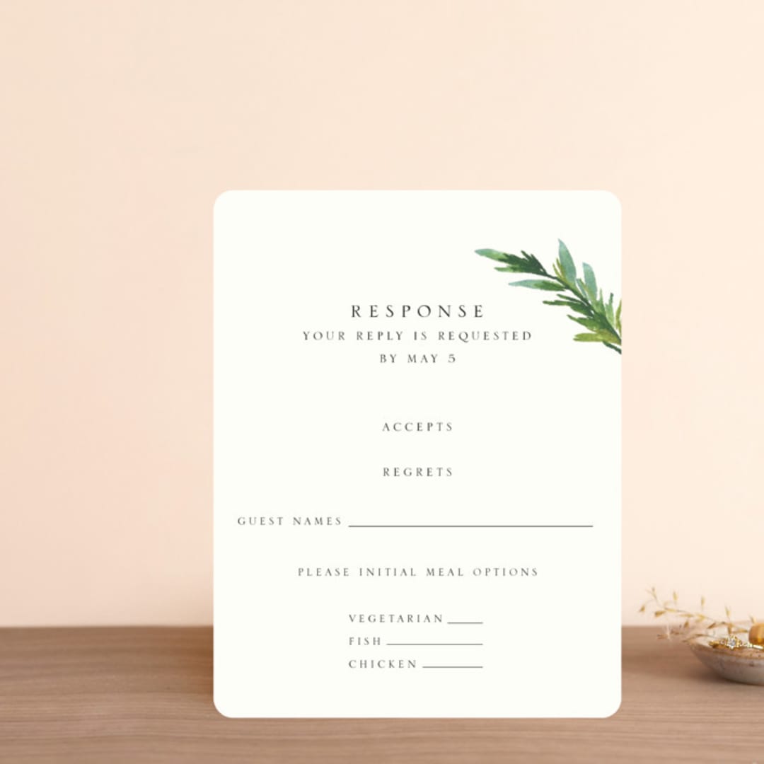 "Simple Pine Branches" - RSVP Cards in Vanilla by Mere Paper - Front
