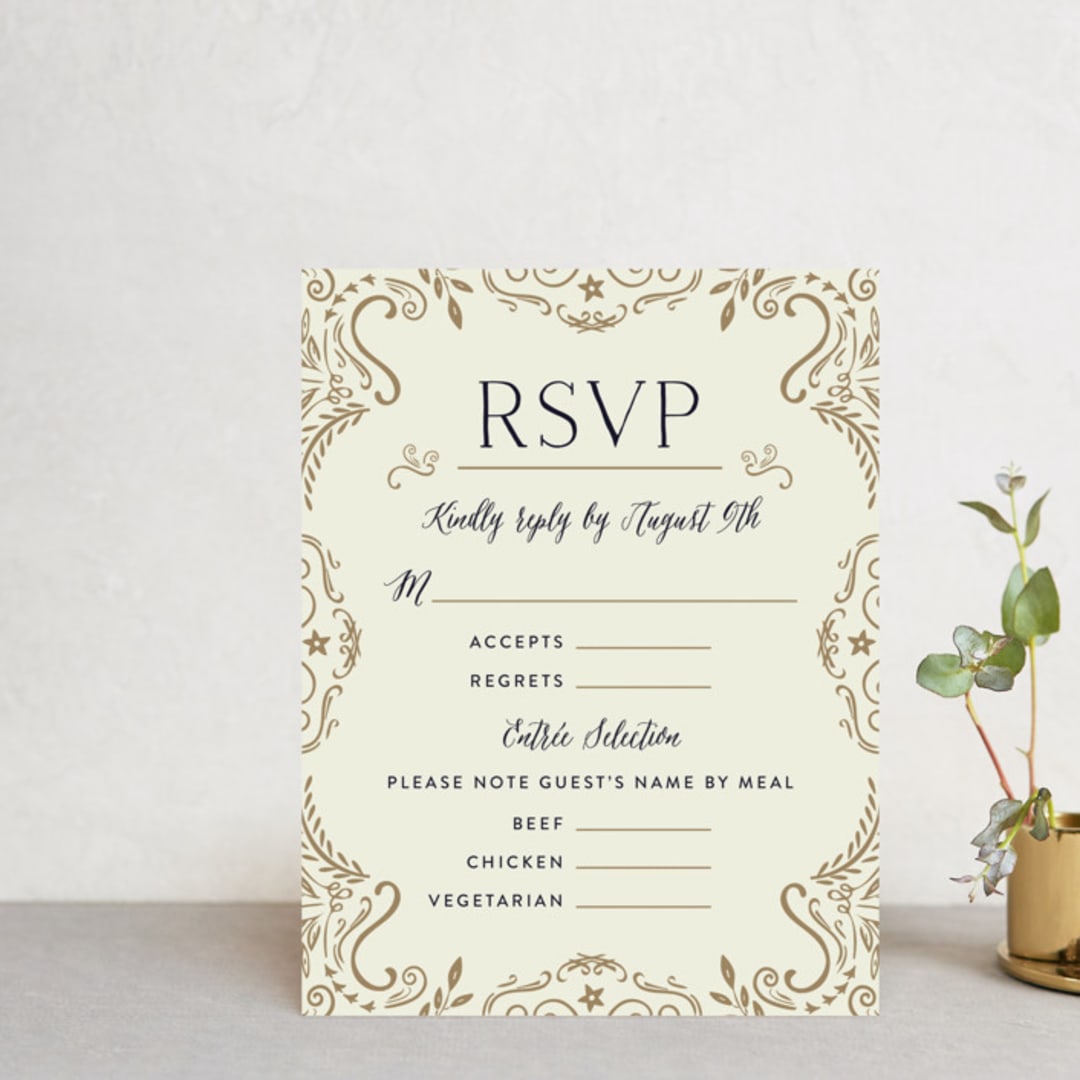 "Wedding Enchantment" - RSVP Cards in Midnight by Chris Griffith - Front