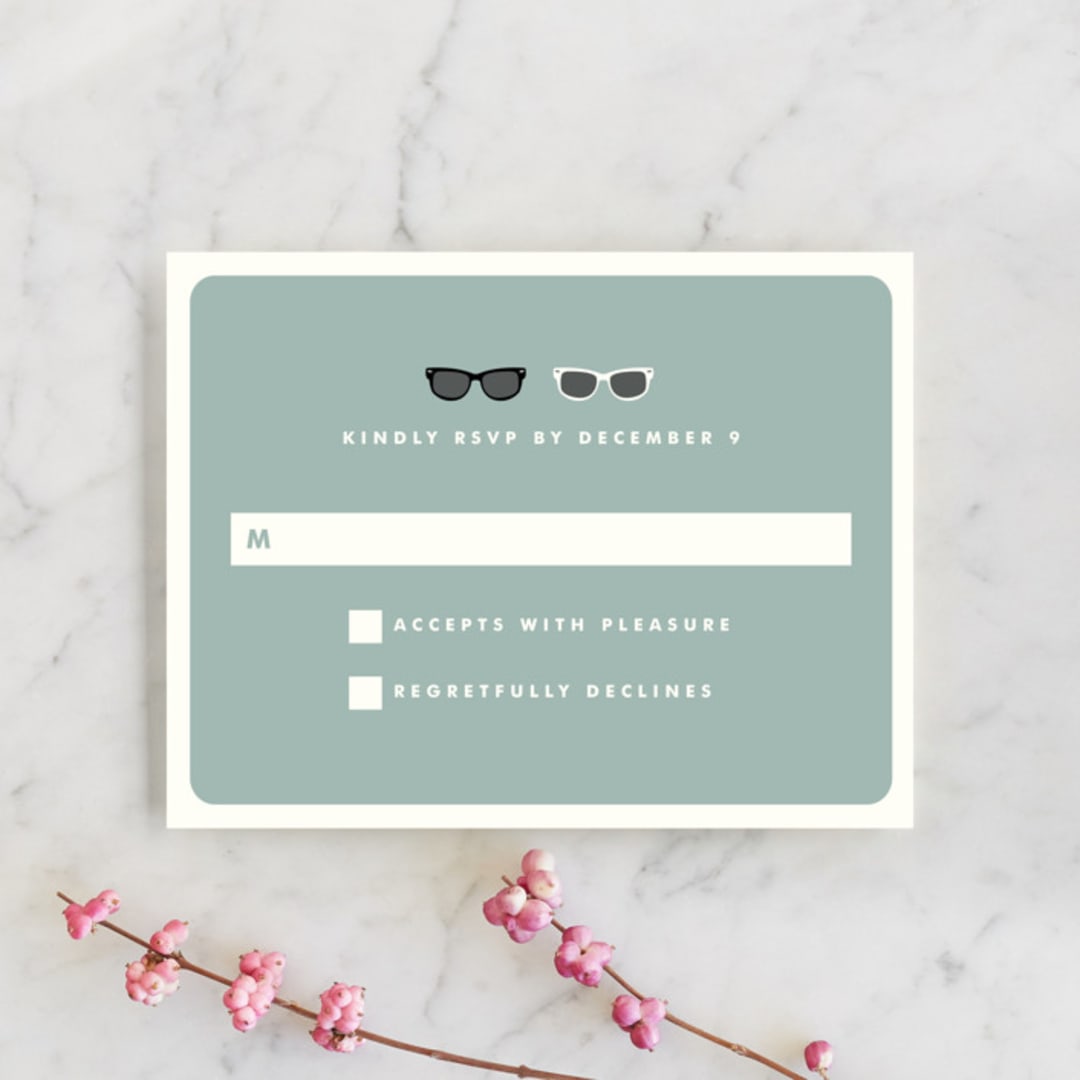 "Shades" - RSVP Cards in Celadon by Olive and Violet - Front