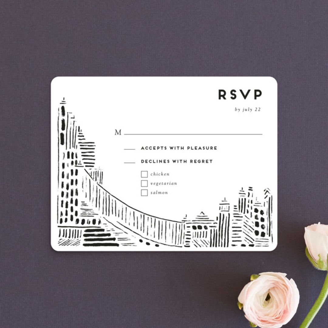 "Love In The City" - RSVP Cards in Pearl by Shiny Penny Studio - Front