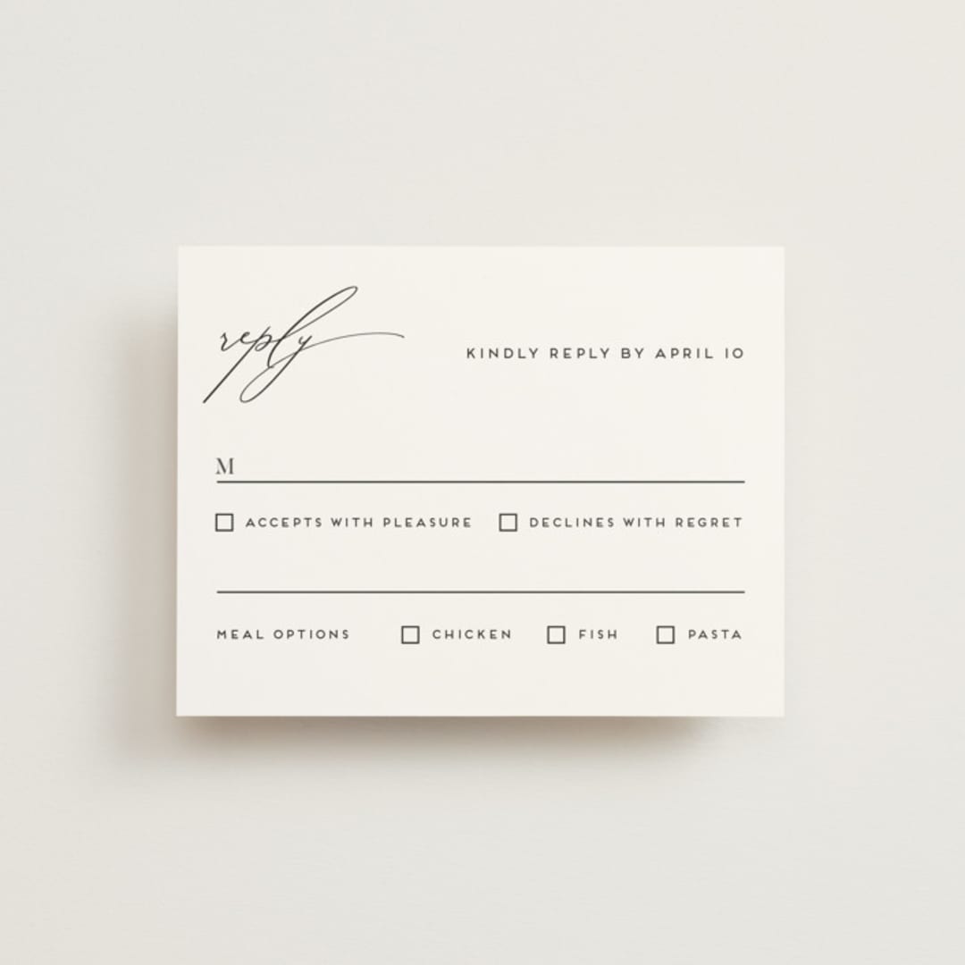 "the script" - RSVP Cards in Tuxedo by Genna Blackburn - Front