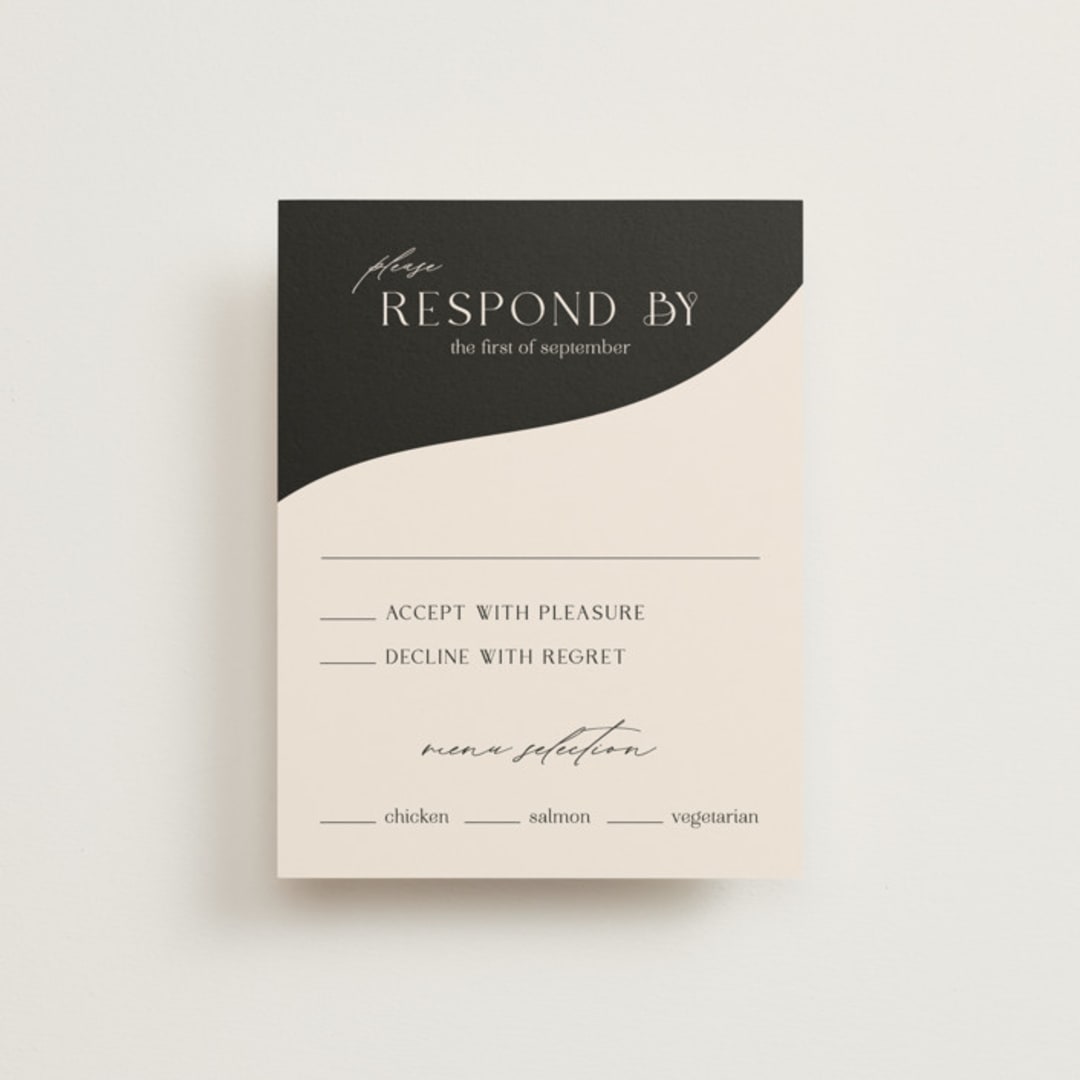 "Engraved" - RSVP Cards in Charcoal by Claudia Orengo - Front