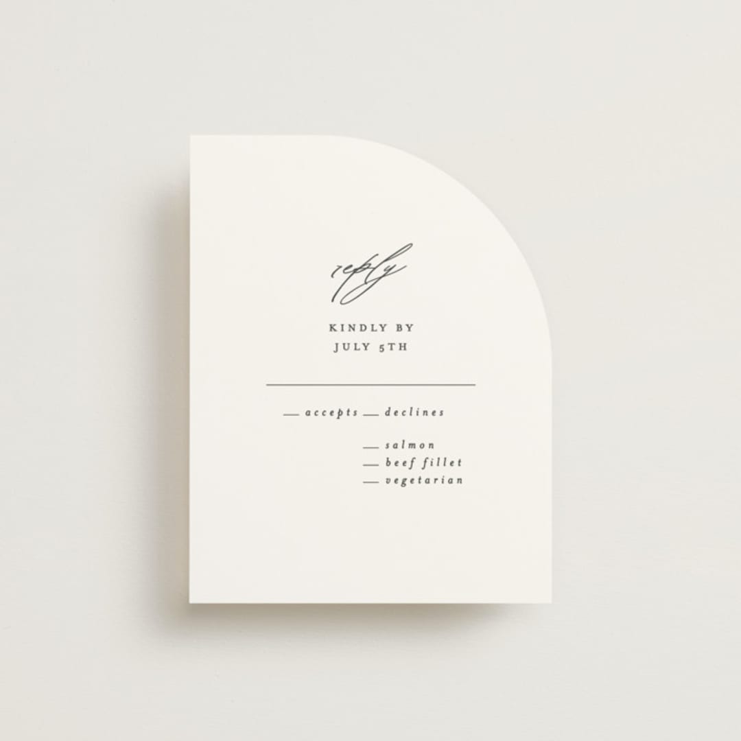 "Delicate Script" - RSVP Cards in Cotton by Angela Thompson - Front