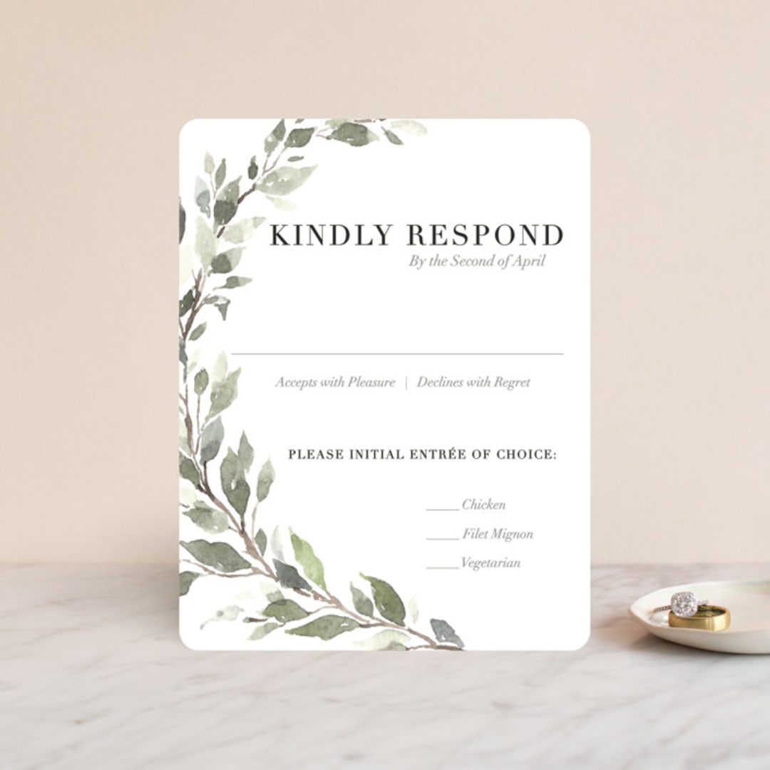 "Watercolor Wreath" - RSVP Cards in Linen by Katrina Crouch - Front