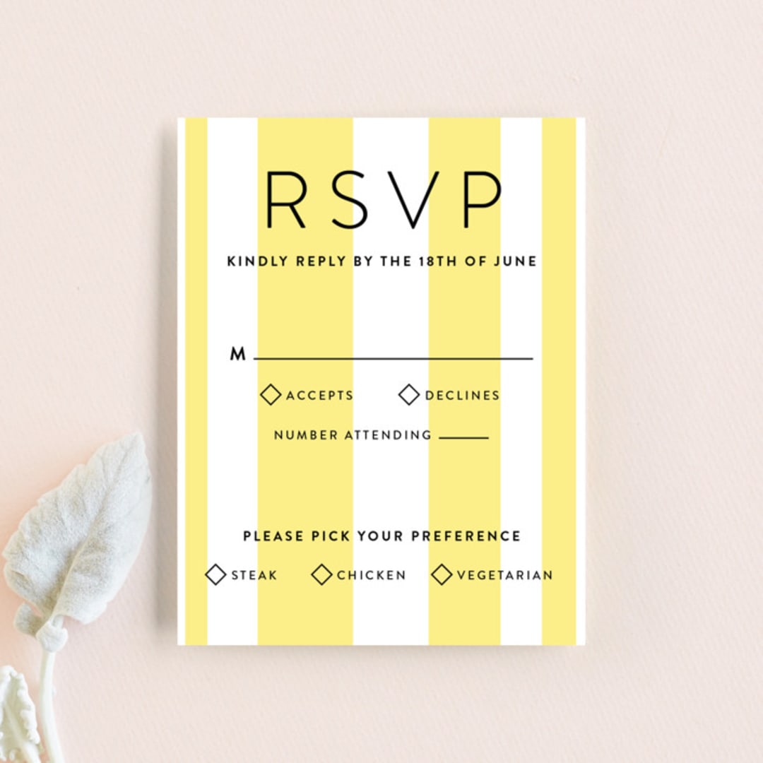 "Direction" - RSVP Cards in Lemon by Owl and Toad - Front
