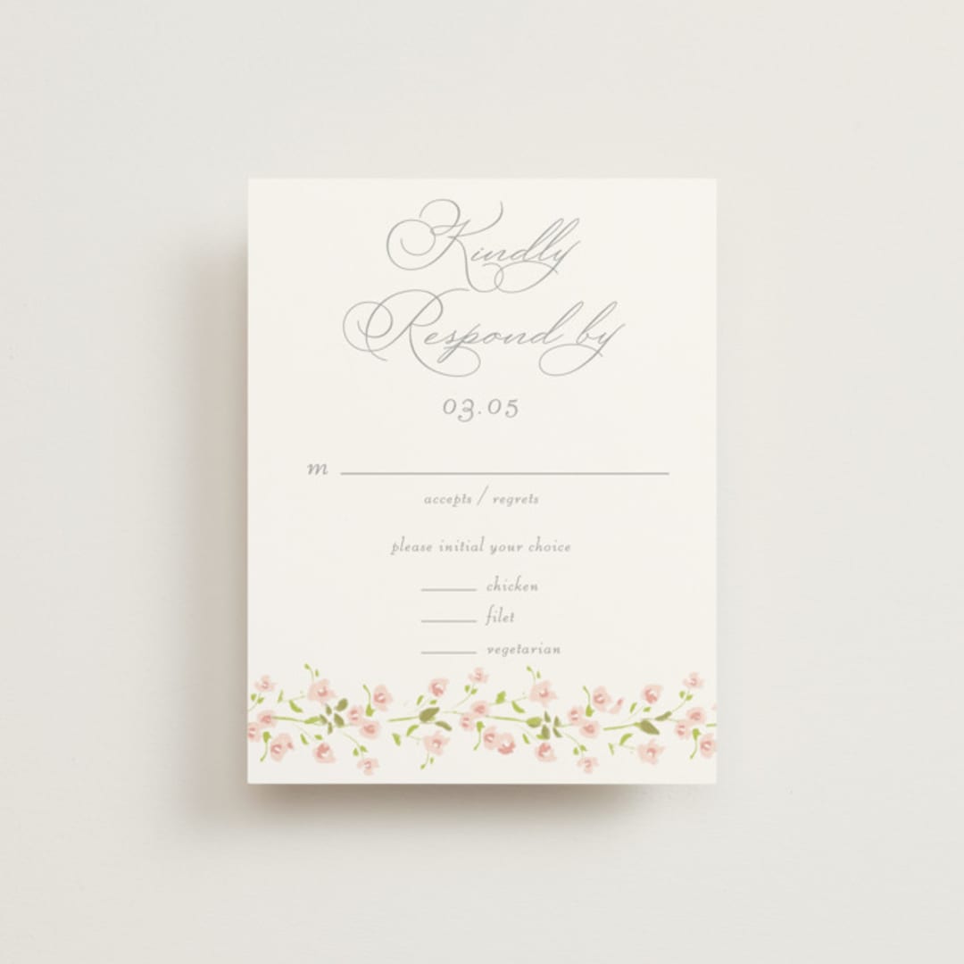 "Rosebud" - RSVP Cards in Peony by Baumbirdy - Front