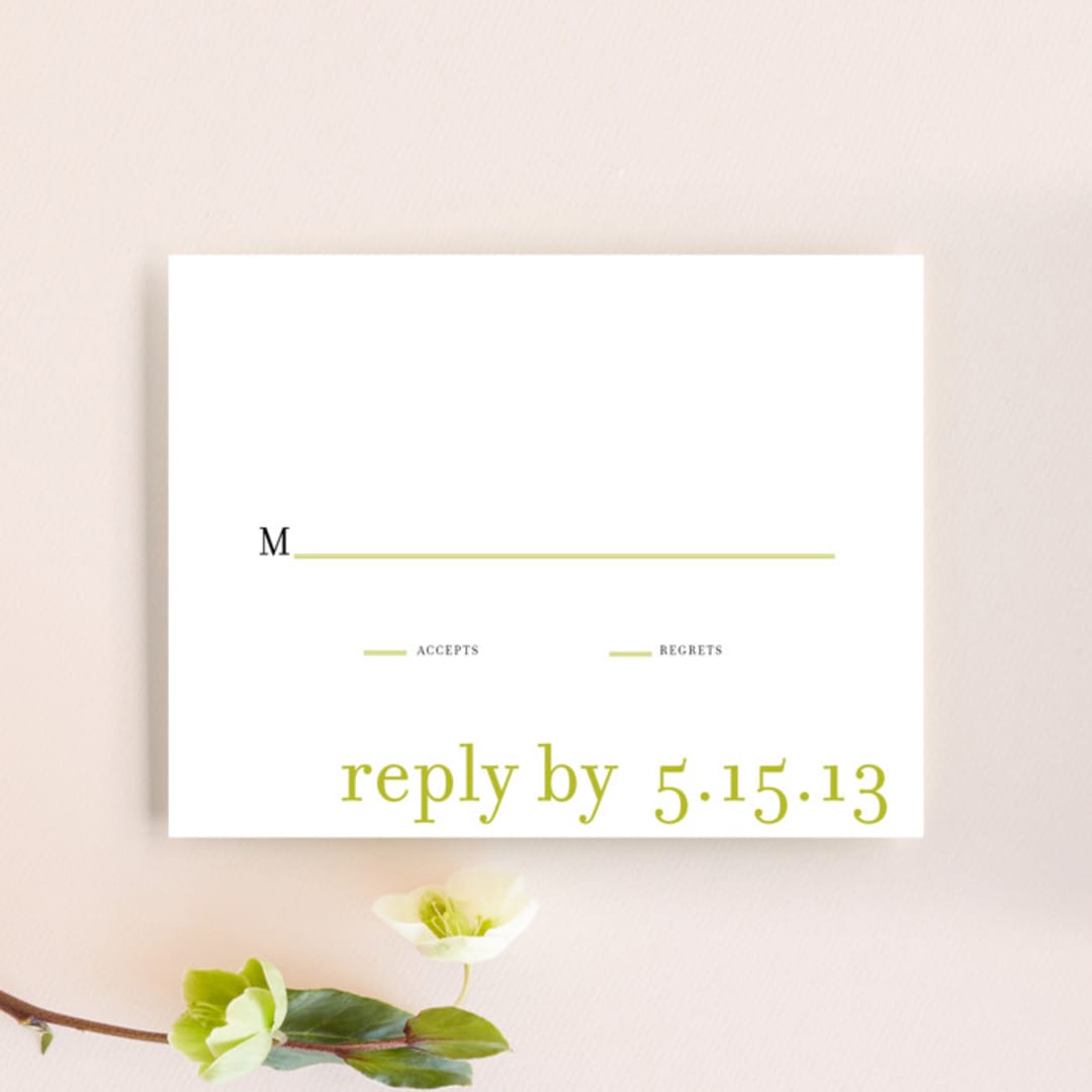 "float + celebrate" - RSVP Cards in Celery by Float Paperie - Front