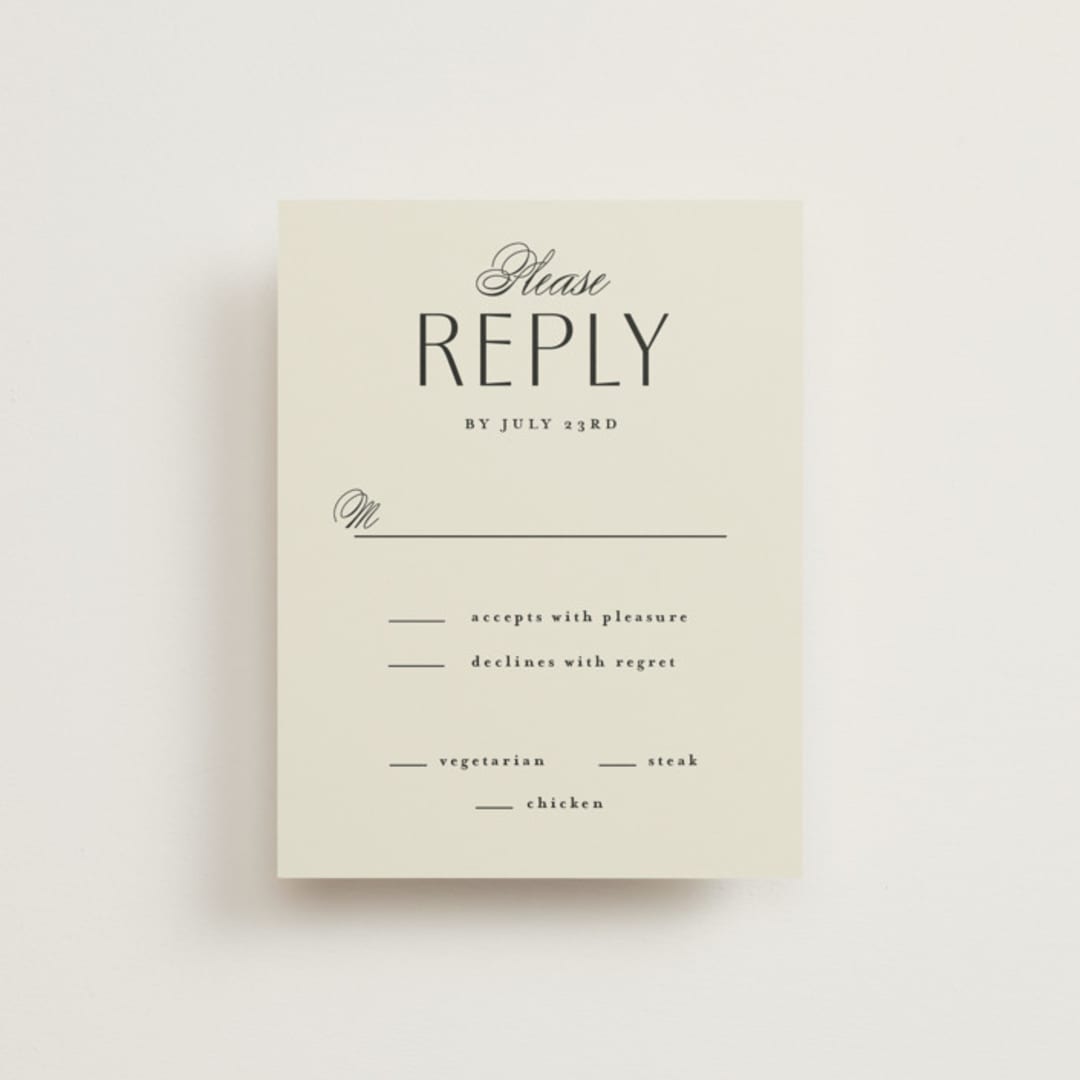 "Elegant Type" - RSVP Cards in Cream by Louise Kay - Front