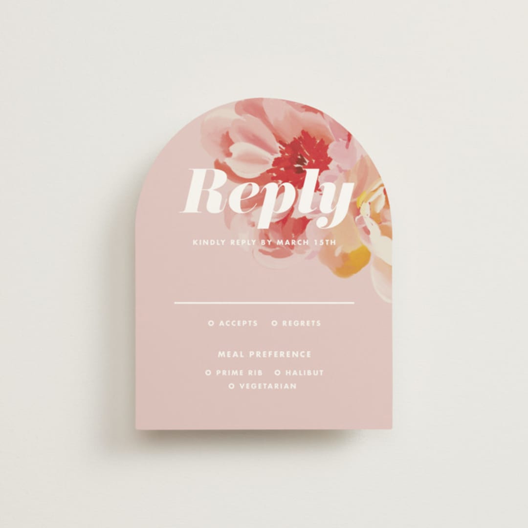 "July Garden" - RSVP Cards in Petal by Olivia Kanaley Inman - Front