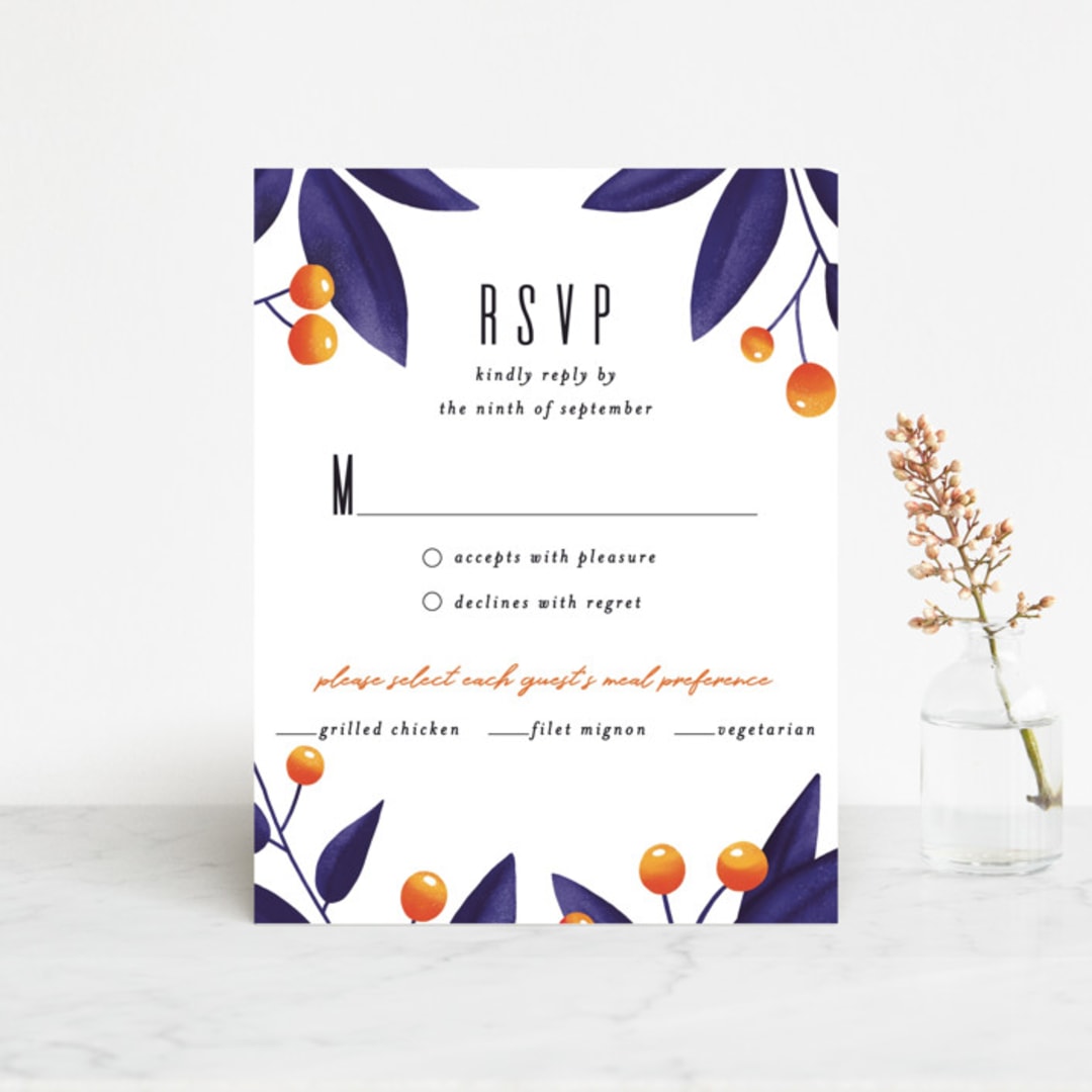 "Fire and Ice" - RSVP Cards in Fire by Jessica Corliss - Front