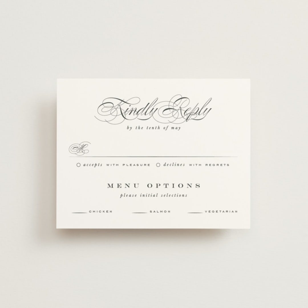 "Vow" - RSVP Cards in Tuxedo by Leah Bisch - Front