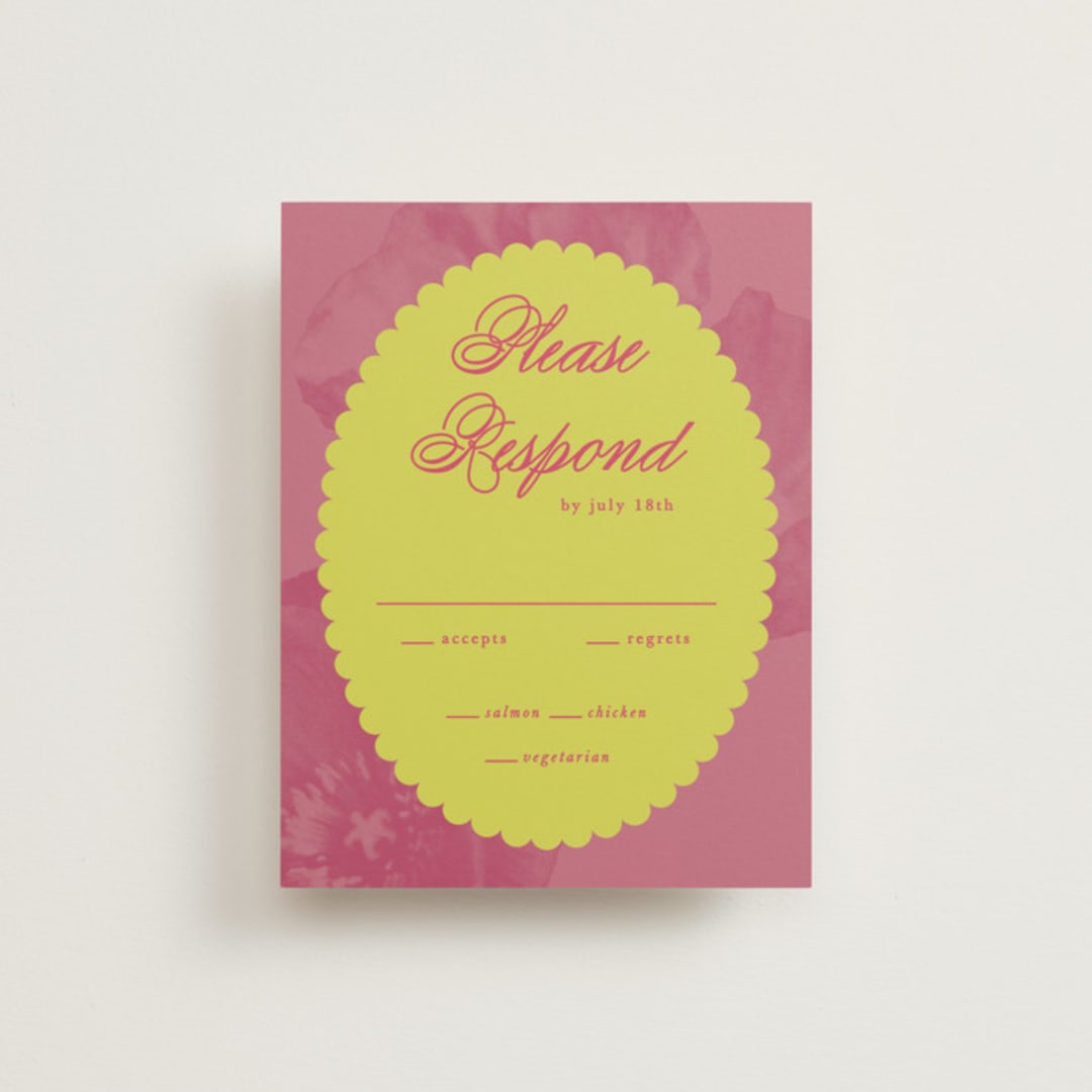 "Maximalist Poppies" - RSVP Cards in Flamingo by Morgan Kendall - Front