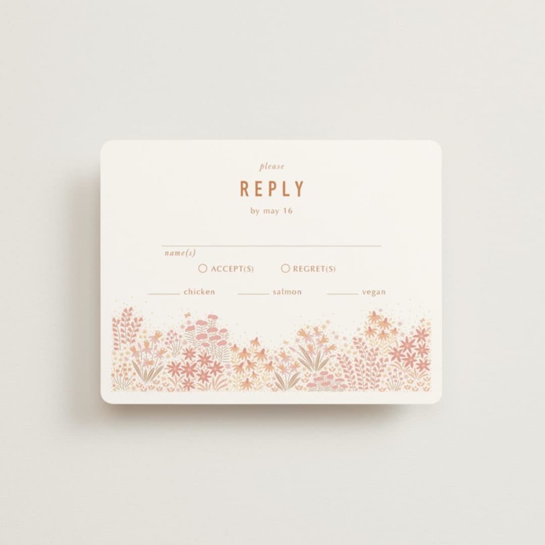 "Floral Border" - RSVP Cards in Peach by Pippa Shaw - Front